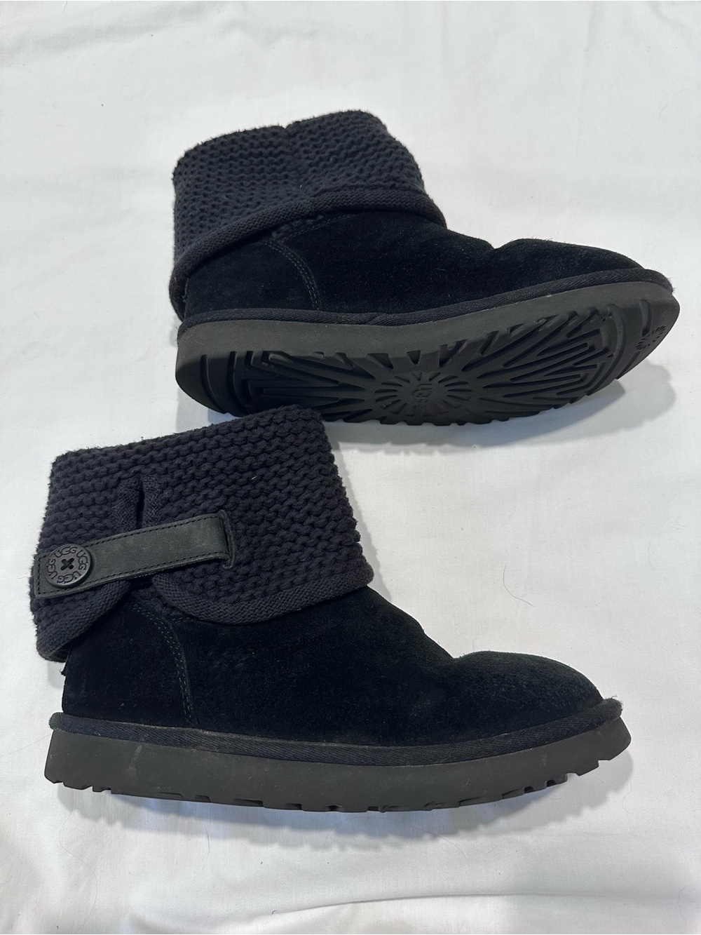 UGG Black Knit Tall Suede Boots size 8